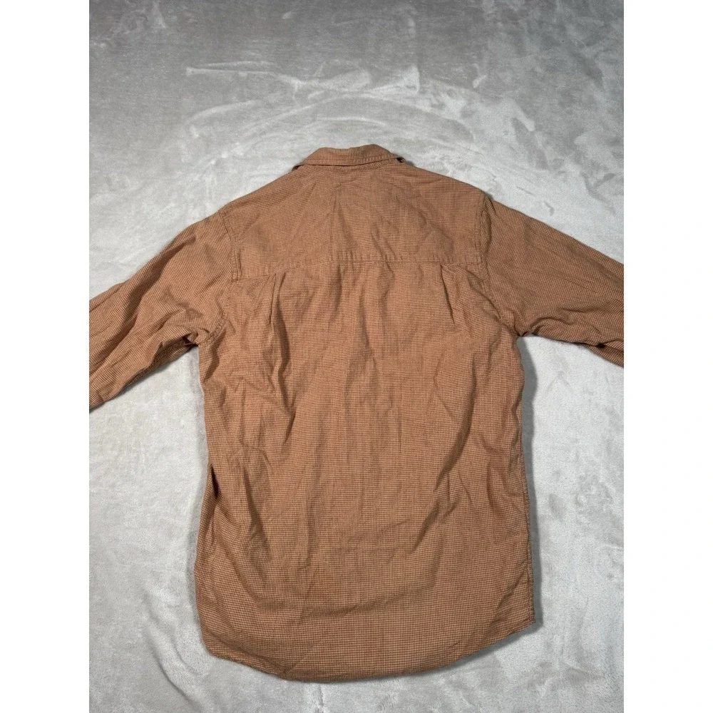 Vintage Banana Republic Safari Houndstooth Camp Shirt Size Small Orange Cotton
